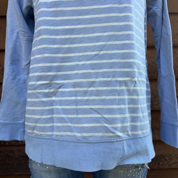 Sonoma Womens Striped Light Blue Long Sleeve Pullover Sweatshirt M - Picture 5 of 8
